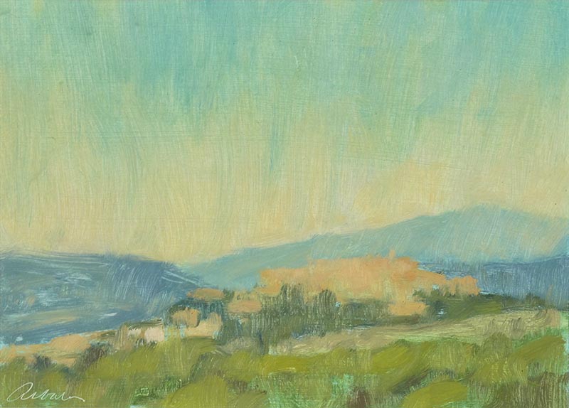 landscape painting of Montegabbione Italy by Mitchell Albala