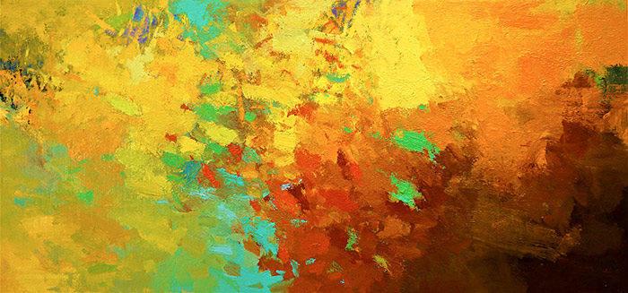Pintura de paisaje abstracta y colorida de Scott Gellatly