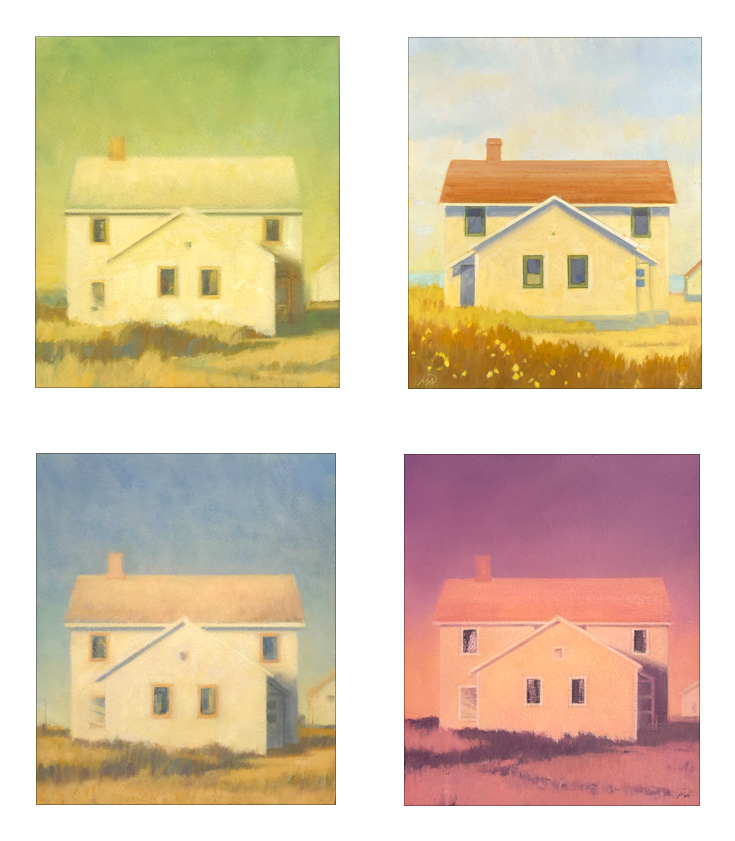 Four studies of house in sunlight