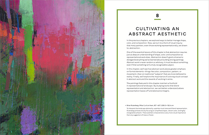Sample spread page from Mitchell Albala's "New Lessons in Landscape Painting"